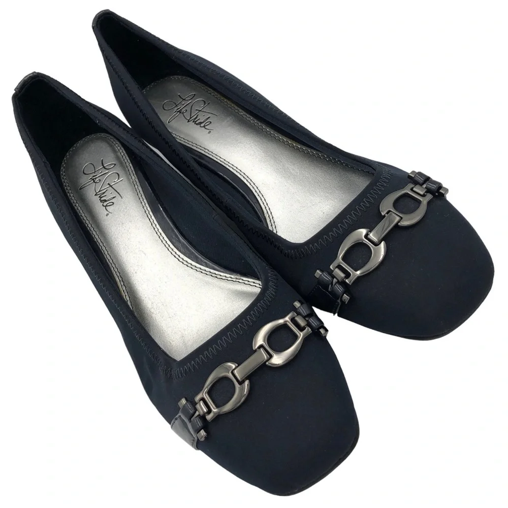 Life Stride Galley Black Wedges Size 9